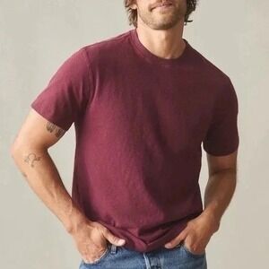 American Giant Mens Burgundy T Shirt Crew Neck Size M Made in USA Cotton Blend